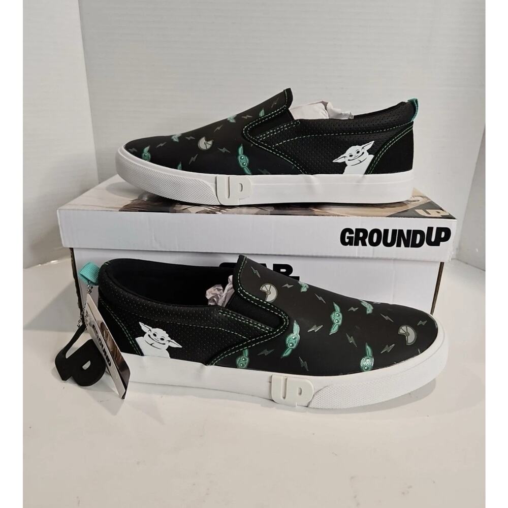 Star Wars Mandalorian Men's Size 9 Black Slip-On sneaker‎ Shoe Ground Up